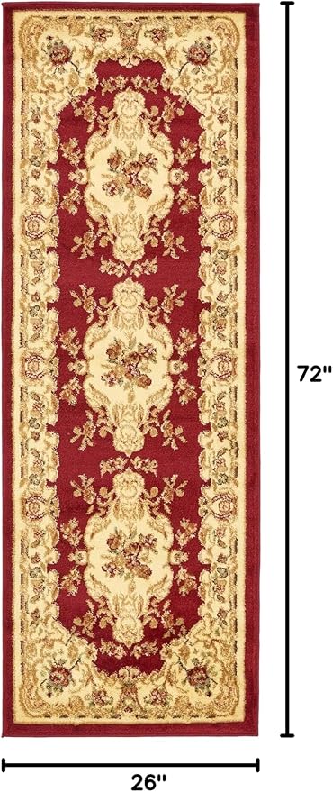 Rugs.com Chateau Collection Rug – 2' 2 x 6' Runner Red Medium Rug Perfect for Hallways, Entryways
