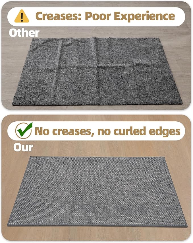 Color&Geometry Ultra-Thin Indoor Door Mat, 26"x47" Low-Profile Non-Slip Entryway Rug with Modern Geometric Texture, Washable Doormat for Indoor Entrance, Front Door, Light Grey (Rolled-up NO Creases)