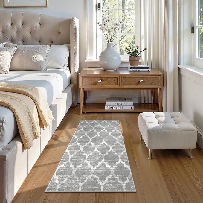 Lahome Moroccan Kitchen Runner Rug - 2X4 Rug Non-Slip Area Rug Small Accent Distressed Throw Rugs Floor Carpet for Door Mat Entryway Bedrooms Laundry Room Decor (Rectangle - 2’ X 4’, Gray)
