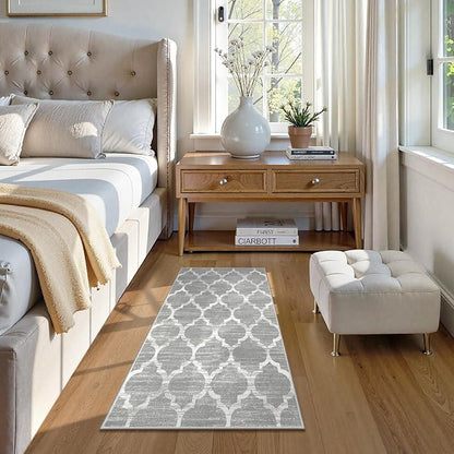 Lahome Moroccan Kitchen Runner Rug - 2X4 Rug Non-Slip Area Rug Small Accent Distressed Throw Rugs Floor Carpet for Door Mat Entryway Bedrooms Laundry Room Decor (Rectangle - 2’ X 4’, Gray)