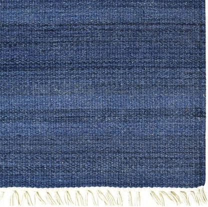 Rugsotic Carpets Hand Woven Flat Weave Kilim Wool ECO-Friendly Area Rugs - 10'x13', Rectangle Shape, Blue Color, Solid Plain Design, Low Pile Handmade Rugs for Living Room, Bed Room (D00111)