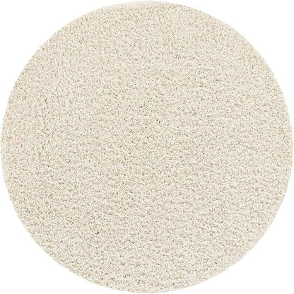 Unique Loom Solid Shag Collection Area Rug (5' 3" Round, Snow White)