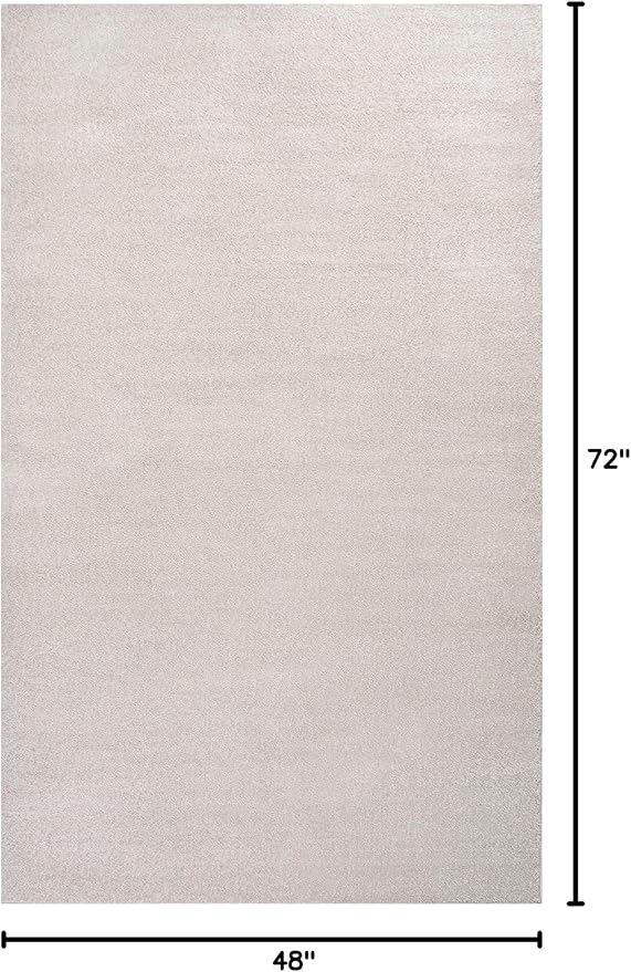 Eyely UES100D-4 Supersoft Haze Solid Low-Pile Indoor Area Rug Casual;Contemporary;Solid;Traditional, Bedroom, Kitchen, Living Room, Easy-Cleaning, Non-Shedding, 4 X 6, Ivory