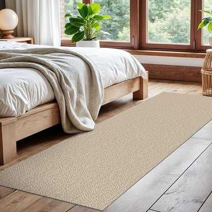 EARTHALL Washable Runner Rug 2x7 Ft Non Slip Runners for Hallways Cotton Rubber Backed Kitchen Runner Braided Indoor Floor Carpet Runners for Entryway, Hallway, Kitchen, Bedroom, Send/Beige