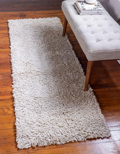 Unique Loom Davos Shag Collection Area Rug - Solid (2' 2" x 8' Runner, Linen)