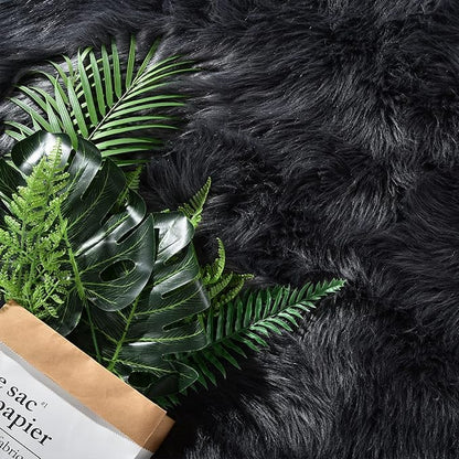 Latepis Dark Grey Rugs for Living Room Sofa 5x6.7 Faux Sheepskin Rug for Bedroom Plush Fluffy Rug Room Décor, Furry Rugs, Rectangle