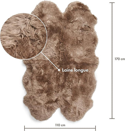 Real Sheepskin Rug 4x6 ft | Sheepskin Rugs for Living Room and Sofa | Large Bedside Rugs for Bedrooms is Breathable & Heat-regulating in Color Light Brown