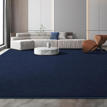 Large Modern Area Rugs for Living Room Bedroom, 7x10 Feet Navy Blue Ultra Soft Solid Thickened Memory Foam Indoor Minimalist Carpets, Non-Slip Comfy Rugs for Boys Girls Nursery Kids Room Home Décor