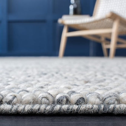 SAFAVIEH Natura Collection Runner Rug - 2'3" x 8', Light Grey & Ivory, Handmade Wool Blend, Textured Design, Ideal for Hallway, Bedroom, Foyer (NAT620G)