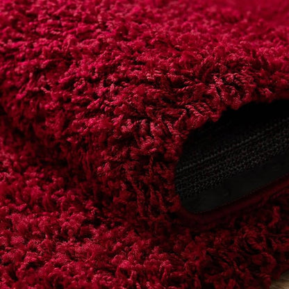 Unique Loom Solid Shag Collection Area Rug (6' 1" Round, Cherry Red)