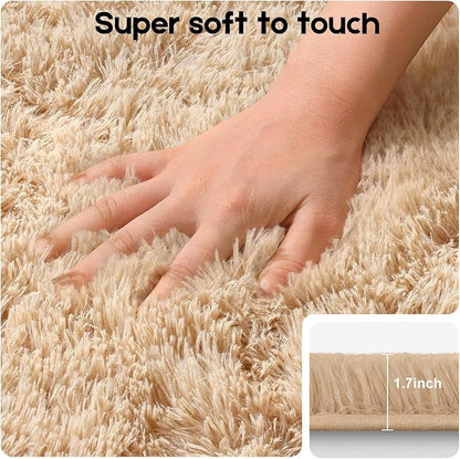 6x9 Light Tan Rugs for Living Room Bedroom, Fluffy Large Area Rug Soft Shag Non-Slip Carpet for Kids Boys and Girls Room Dorm Home Decor (6ft x 9ft)