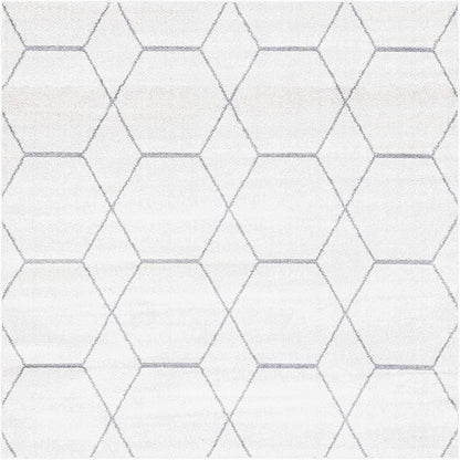 Unique Loom Trellis Frieze Collection Area Rug - Geometric (7' Square, Ivory/ Gray)