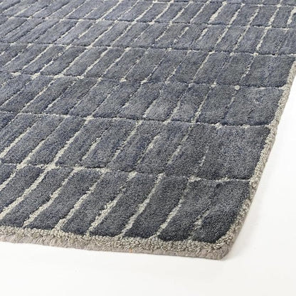 Hand-Tufted 100% Wool Area Rug – Unique Modern Geometric Grid Pattern, Soft Plush Textured Carpet for Living Room, Bedroom, Dining Room & Entryway (Smoke, 4' x 6')