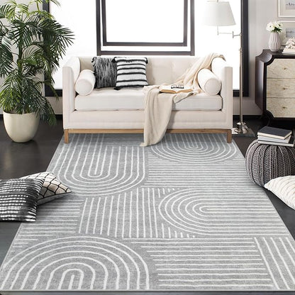 Lahome Abstract Washable Rugs, Soft Area Rugs 4x6 Non-Slip Grey Rug for Bedroom Entryway, Ultra-Thin Living Room Rugs Modern Throw Carpet for Nursery Kitchen(4'x6',Gray)