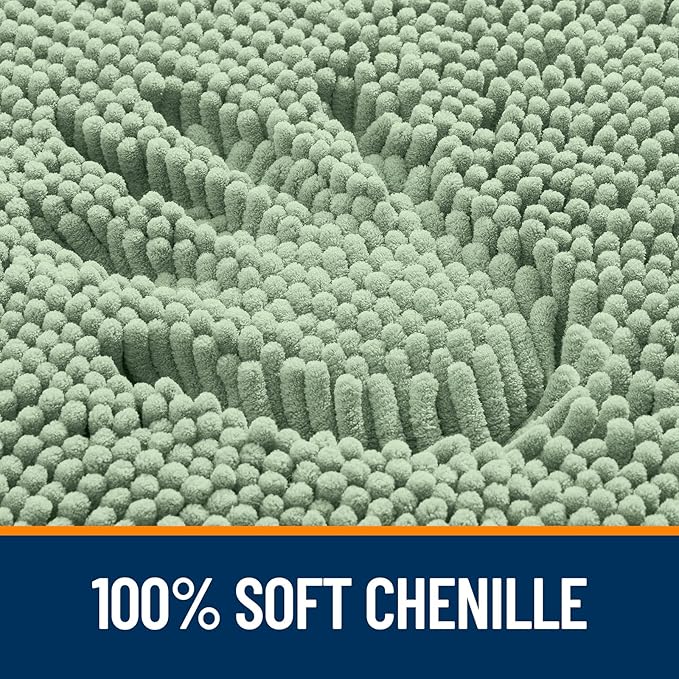 OLANLY Bathroom Rugs 59x20, Extra Soft Absorbent Chenille Bath Rugs, Rubber Backing Quick Dry, Machine Washable Bath Mats for Bathroom Floor, Tub and Shower, Home Decor Accessories, Sage Green