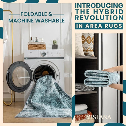 Istana 9x12 Area Rug - Blue 9 x 12 Area Rugs for Living Room - Foldable 9x12 Rugs for Bedroom/Living Room Rug - Stain Resistant Washable Rugs - Eco-Friendly Area Rugs