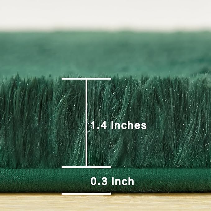 Andency Emerald Green Soft Area Rugs for Living Room Bedroom, 5x8 Fluffy Shaggy Bedside Rug, Non-Slip Large Shag Fuzzy Plush Carpets for Bedroom Kids Dorm Nursery Home Decor Aesthetic
