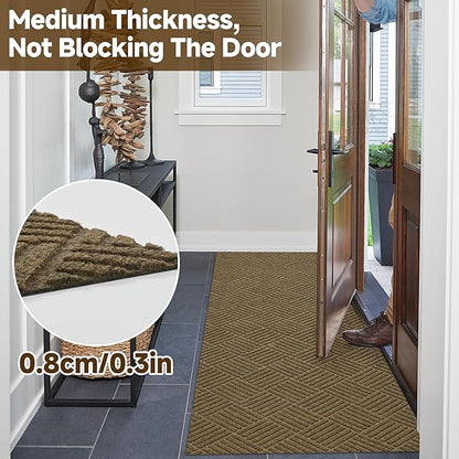 jxgzyy Runner Rug 3'11" x 9'10", Commercial Front Door Mat, Heavy Duty Indoor Outdoor Doormat, Outdoor Mats for Entrance, Non-Slip Entry Mat for High Traffic Area