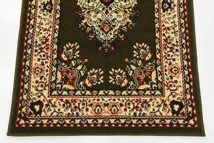 Unique Loom Reza Collection Traditional Persian Style Area Rug, 2 ft 7 in x 10 ft, Olive/Ivory