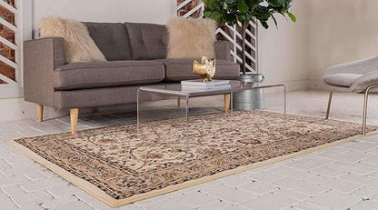 Unique Loom Sialk Hill Collection Area Rug - Washington (9' x 12' Rectangle Ivory/Black)