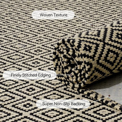 Hallway Runner Rug 2x8, Washable Kitchen Runners Non Slip, Ultra Thin Entryway Floor Mat Fit Under Door, Soft Low Pile Cotton Boho Carpet for Laundry Outdoor Bedroom