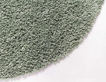 Unique Loom Davos Shag Collection Area Rug - Solid (4' 1" Round, Sage)