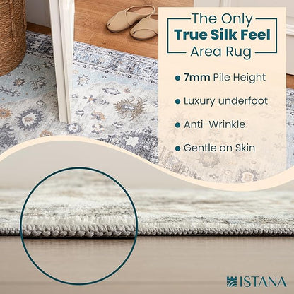 Istana 8x10 Area Rug - Blue 8x10 Rugs for Living Room - Foldable Rugs for Bedroom - Stain Resistant Washable Rug - Eco-Friendly Area Rugs - Easy to Clean Living Room Rug