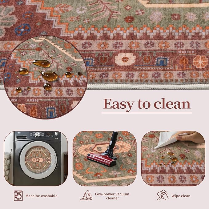 Ciicool Small Area Rug, 2x3ft Boho Rug, Ultra Soft Entry Rugs for Entryway, Non-Slip Washable Rugs Oriental Low-Pile Indoor Mat Floor Carpet for Entrance Bedroom Kitchen Bathroom Foyer Decor