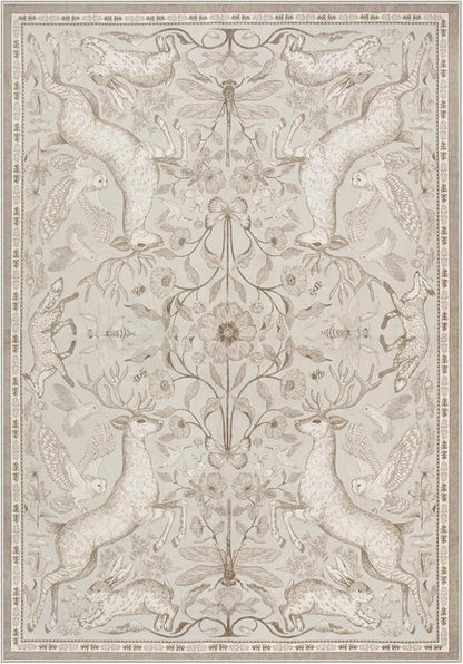 Lahome Boho Animal 6x9 Washable Living Room Area Rugs, Beige Soft Rugs for Bedroom, Botanical Large Boho Non Slip Dining Room Carpet for Under Table Office Kids Playroom (6x9ft,Beige)