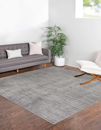Unique Loom Finsbury Collection Area Rug - Kate (7' 10" Square, Gray/ Ivory)