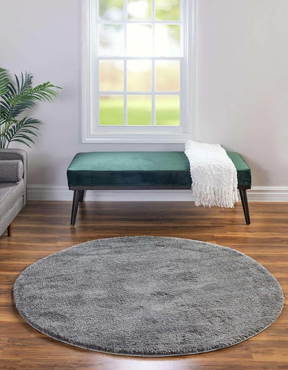 Unique Loom Solo Collection Area Rug - Calabasas (7' 10" Round, Gray)