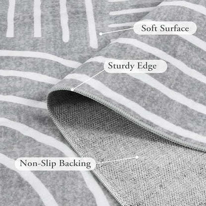 Lahome Abstract Washable Rugs, Soft Area Rugs 4x6 Non-Slip Grey Rug for Bedroom Entryway, Ultra-Thin Living Room Rugs Modern Throw Carpet for Nursery Kitchen(4'x6',Gray)