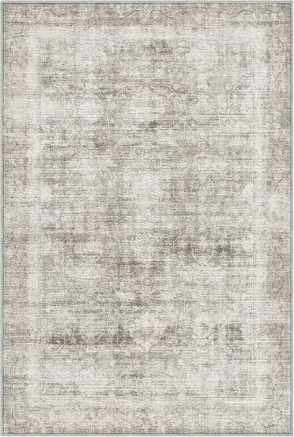 LUMI 4x6 Washable Area Rug for Living Room, Ultra Soft Modern Neutral Grey Rugs Non Slip with Rubber Backing, Low Profile, High Traffic, Stain Resistant Carpets, Ideal for Bedroom, Dining Room