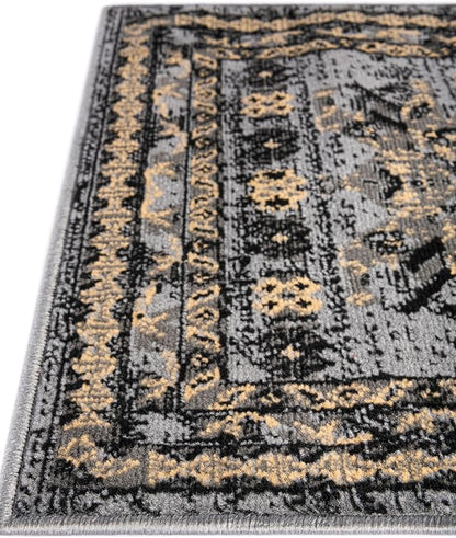 Unique Loom Taftan Collection Border Geometric Tribal Inspired Design Area Rug (2' 2 x 3' 0 Rectangular, Gray/ Black)