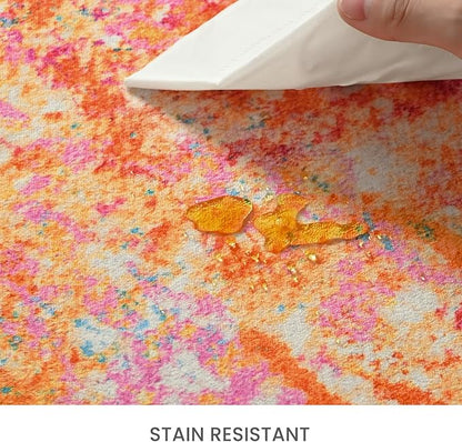 Entrance Rugs Indoor 2x3 Colorful Entry Rug Washable Abstract Rainbow Small Area Rug Non-Slip Low Pile Throw Rugs for Entryway, Kitchen Floor, Front Door Indoor Door Mat, Bathroom, Bedroom Bedside