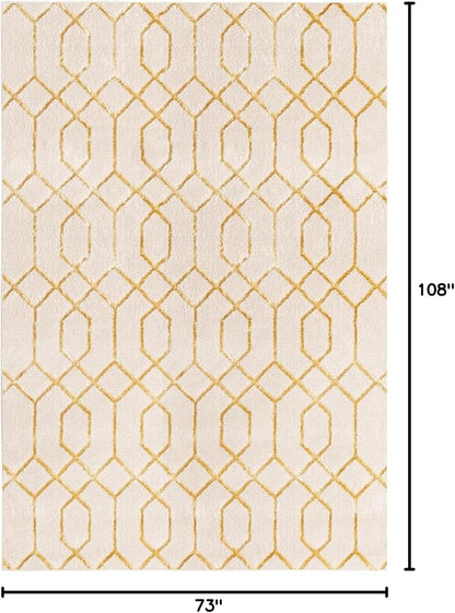 Unique Loom Marilyn Monroe Glam Collection Area Rug - Trellis (6' 1' x 9' Rectangle, White Gold/ Gold)