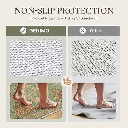 GENIMO 8x10 Area Rugs for Living Room, Machine Washable Non Slip Vintage Rugs, Low Pile Lightweight Chenille Print Rug for Bedroom, Dining Room, Home Office