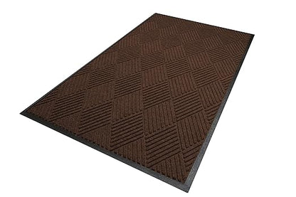 WaterHog Diamond | Commercial-Grade Entrance Mat with Rubber Border – Indoor/Outdoor, Quick Drying, Stain Resistant Door Mat (Dark Brown, 3' x 10')