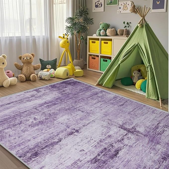 Abstract 5x7 Area Rug for Living Room Dining Room Office Bedroom Purple Grey