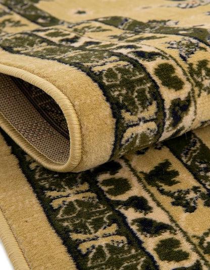 Unique Loom Taftan Collection Border Geometric Tribal Inspired Design Area Rug (8' 0 x 8' 0 Round, Gold/ Gray)