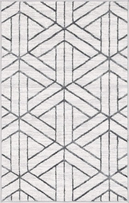 Rugs.com Lattice Trellis Collection Rug – 3' x 5' White Low-Pile Rug Perfect for Living Rooms, Large Dining Rooms, Open Floorplans