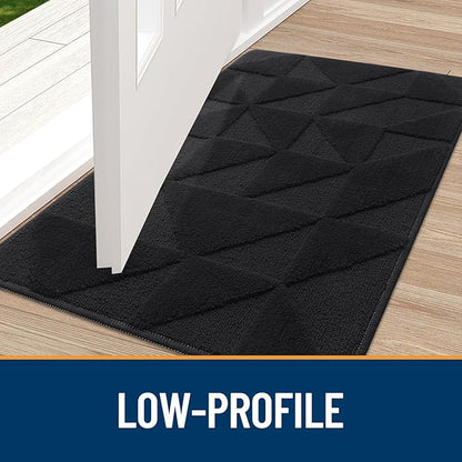 OLANLY Door Mats Indoor, Non-Slip, Absorbent, Dirt Resist, Entrance Washable Mat, Low-Profile Inside Entry Doormat for Entryway (47x20 inches, Black)