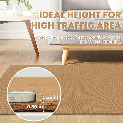Small Braided Rugs 2x3 Ft Area Rugs for Entryway Boho Washable Rug Throw Rugs with Rubber Backing Cotton Woven Door Mat Indoor Entrance Front Door Rugs for Foyer Bathroom Kitchen, Warm Tan