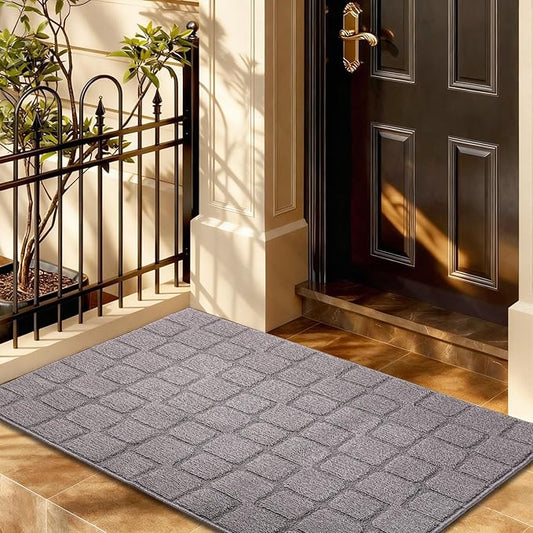 Front Door Mat Outside Entrance, Outdoor Indoor Door Mats for Entryway, Entrance, Entry, Patio, Waterproof Non Slip Doormat, Low-Profile, 31.5" × 39“, Grey