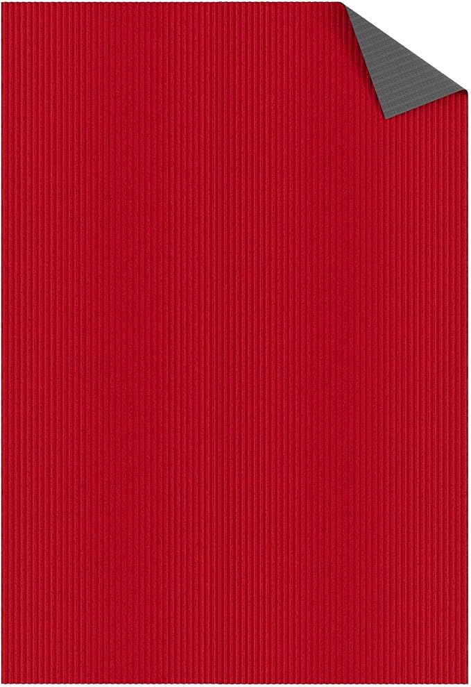 Ottomanson 6'6" x 13' Mud Mat Area Rug Scraper Carpet - Non-Slip, Dirt Trapping for Indoor & Outdoor Use - Ideal for Entryway, Garage, Kitchen, Patio & High-Traffic Areas, Red