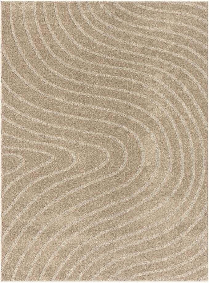 LUXE WEAVERS Modern Geometric Wave Beige 2x3 Area Rug