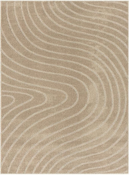 LUXE WEAVERS Modern Geometric Wave Beige 2x3 Area Rug