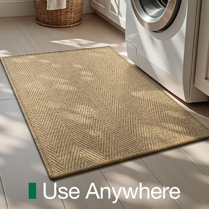 LUMI Handwoven Sisal Door Mat, Non-Slip Durable Entryway Mat, Welcome Front Doormat, Solid Floor Mats for Entrance, 24"x36", Herringbone Sisal