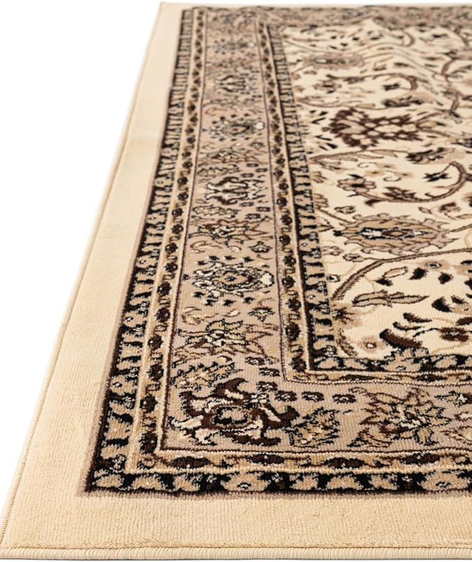 Unique Loom Sialk Hill Collection Area Rug - Washington (6' 1" x 9' Rectangle Ivory/Black)