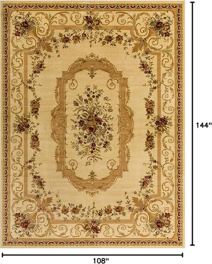 Rugs.com Chateau Collection Rug – 9' x 12' Cream Medium Rug Perfect for Living Rooms, Large Dining Rooms, Open Floorplans